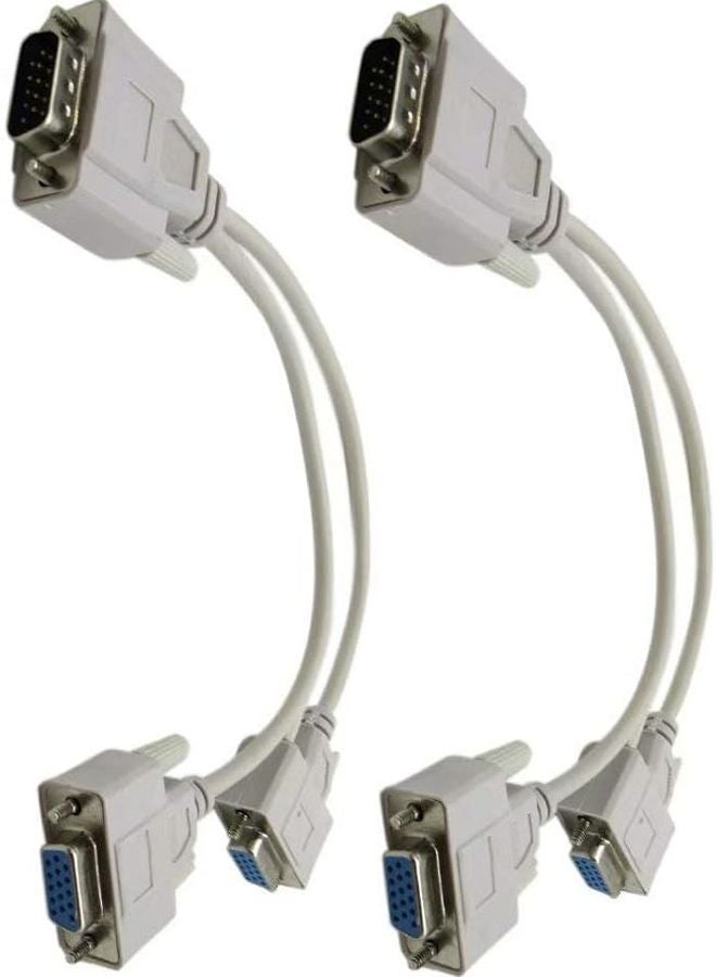 كابل مقسم VGA نحاسي بلون البيج، ذكر 15 دبوس إلى محول مزدوج أنثى مزدوج - Image 3